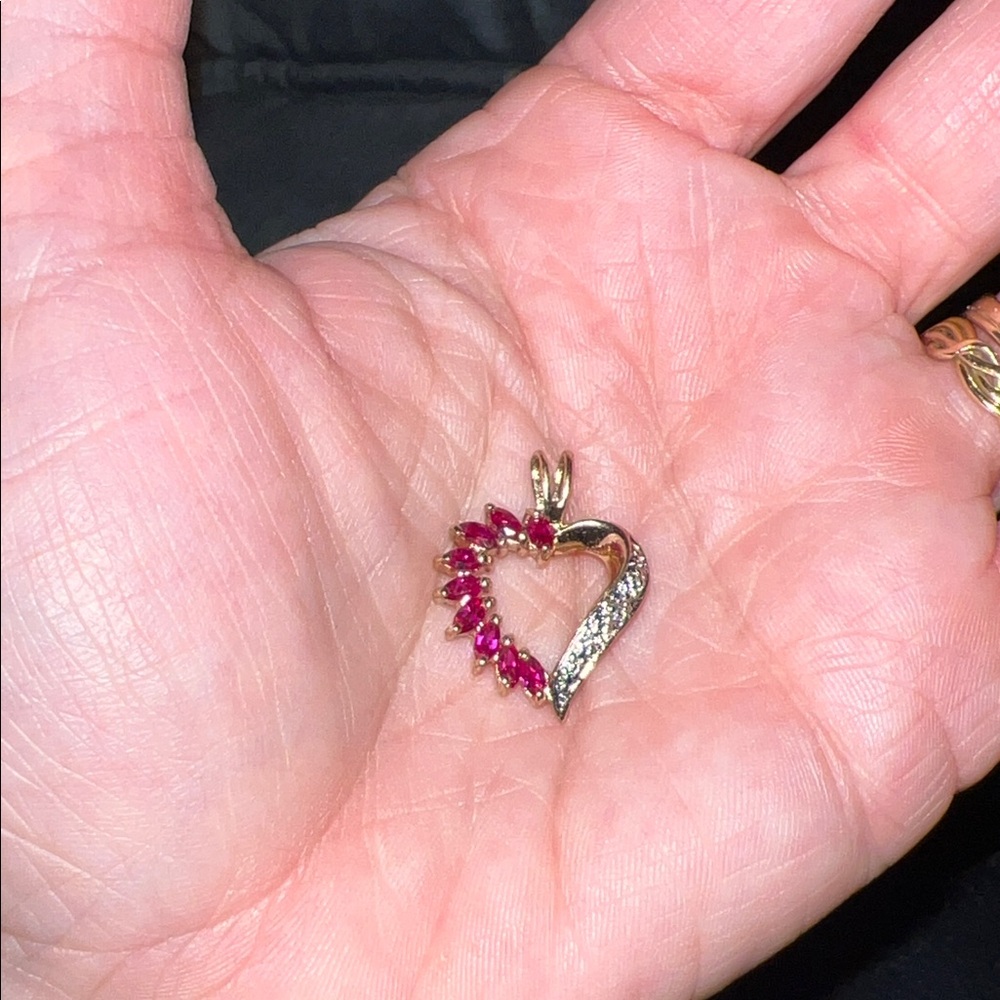 925 sterling silver heart pendant rubies and diamond